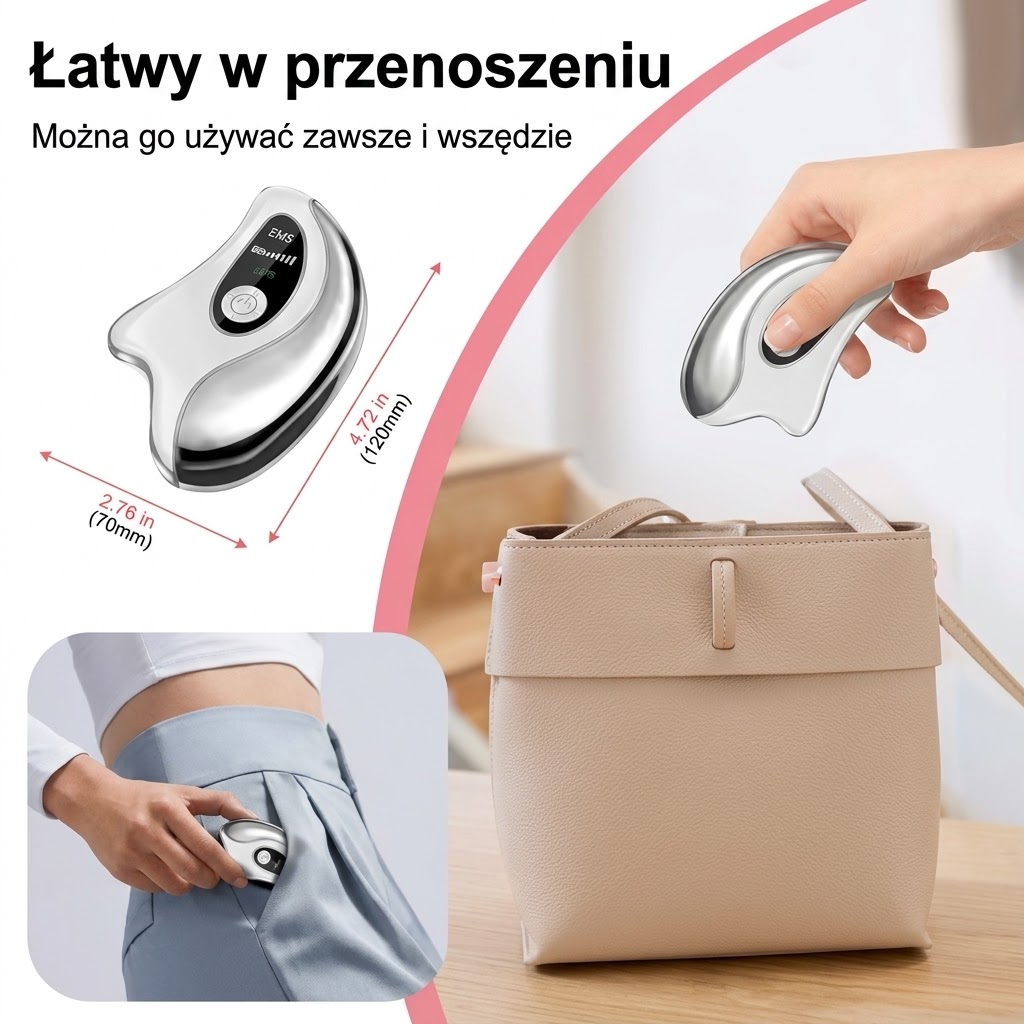 Kompaktowy masażer Gua Sha łatwy w przenoszeniu w torebce